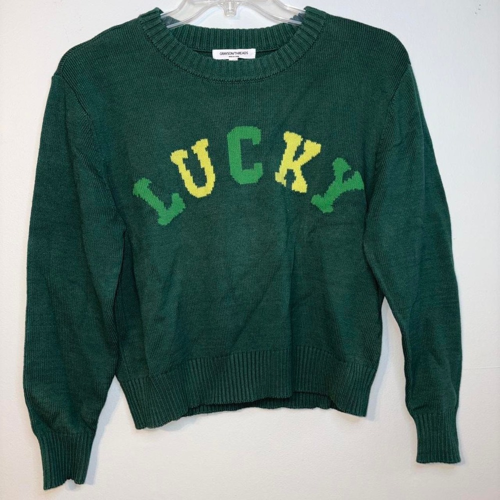 NWT Grayson Threads Lucky Green Knit Sweater St Patrick's Day Size Large